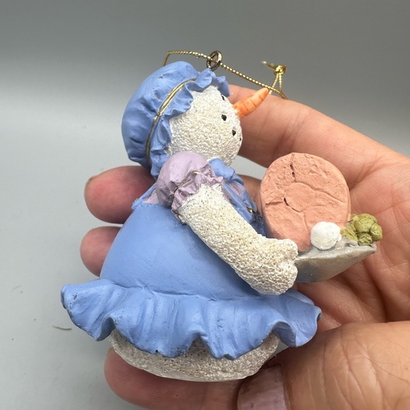 Charming Snowman Holiday Ornament in Blue and Pink - Picture 7 of 10